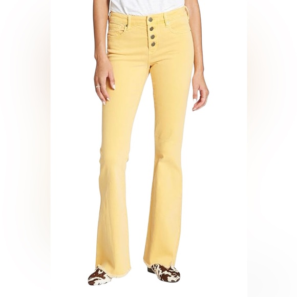 Dear John Denim - DEAR JOHN Yellow High Rise Button Fly Flared Jeans Size 27